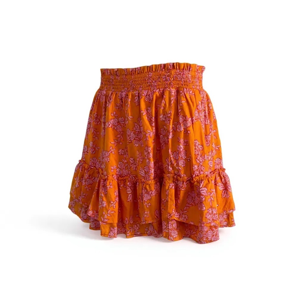 J. Crew Orange and Pink Floral Mini Skirt
